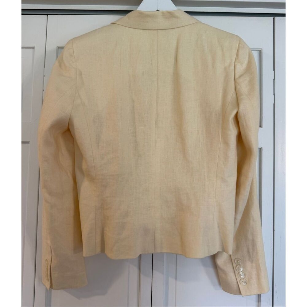 Lauren Ralph Lauren 100% linen butter yellow 3 button blazer 10 petite - Picture 6 of 6